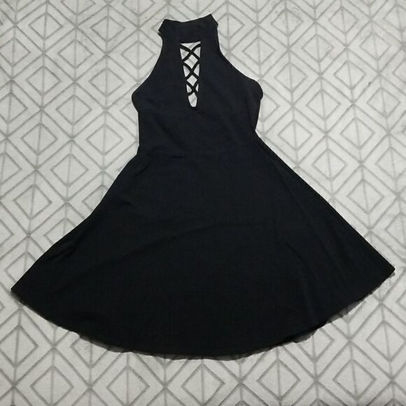 Express Black Flare Mini Dress - Picture 1 of 5